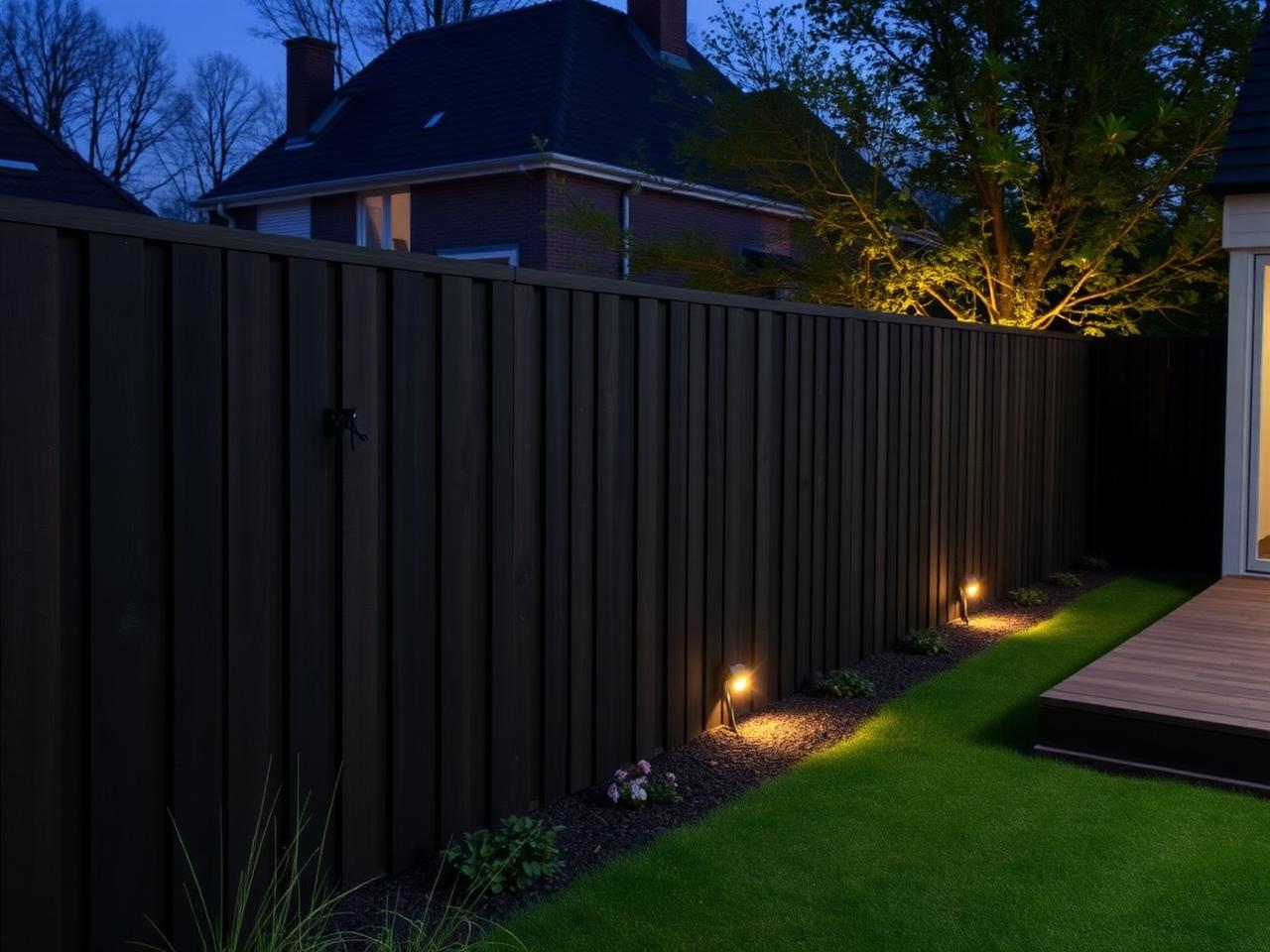 Schutting met verlichting